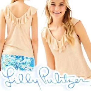 Lilly Pulitzer Cream Ruffle Tank Top